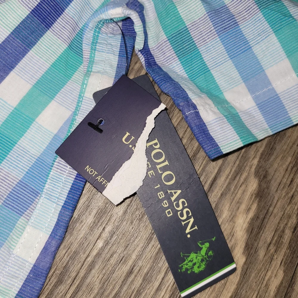 U.S. Polo Assn. Kids Plaid Pajama Set - Blue, Green, and White